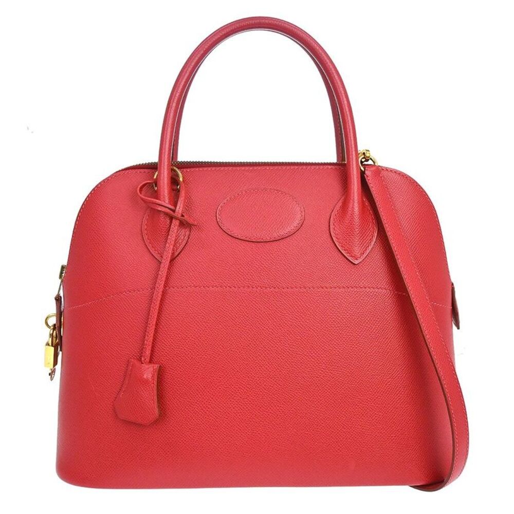 Hermes Bolide Courchevel Red Leather Handbag